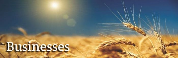 Businesses - Title graphic with wheat in background.
