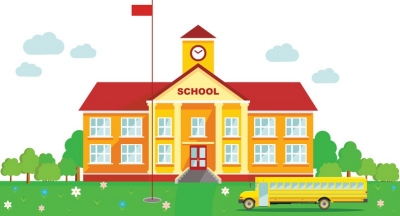 image of a generic school building cartoon clipart of a traditional school