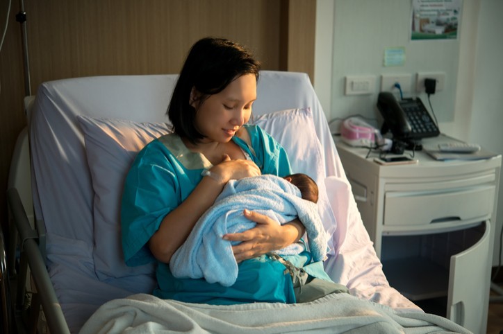 Mother and baby in hospital