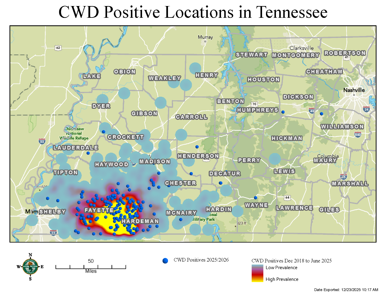 CWD Positive Locations in Tennessee CWD Positive Locations in Tennessee