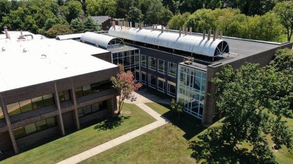 Birdseye view of the Porter Building, location of the stackholder's meeting.
