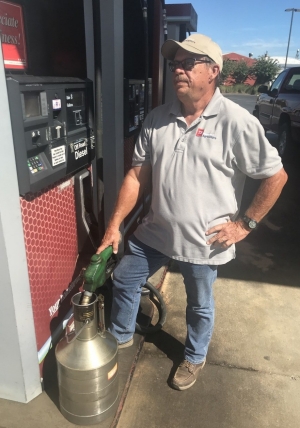 Terry Chaney at fuel pump