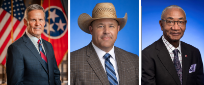 Tennessee Governor Bill Lee, Agriculture Commissioner Andy Holt, Tennessee Representative Johnny Shaw Tennessee Governor Bill Lee, Agriculture Commissioner Andy Holt, Tennessee Representative Johnny Shaw