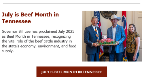 Governor Bill Lee Proclaims July as Beef Month in Tennessee
