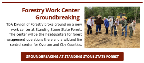 Division of Forestry Groundbreaking on Standing Stone State Forest