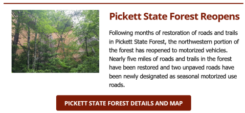 Tennessee Divison of Forestry Reopens Pickett State Forest