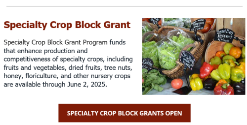 Specialty Crop Block Grants Available