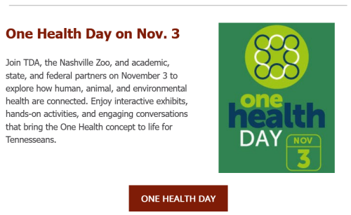 One Health Day on Nov. 3