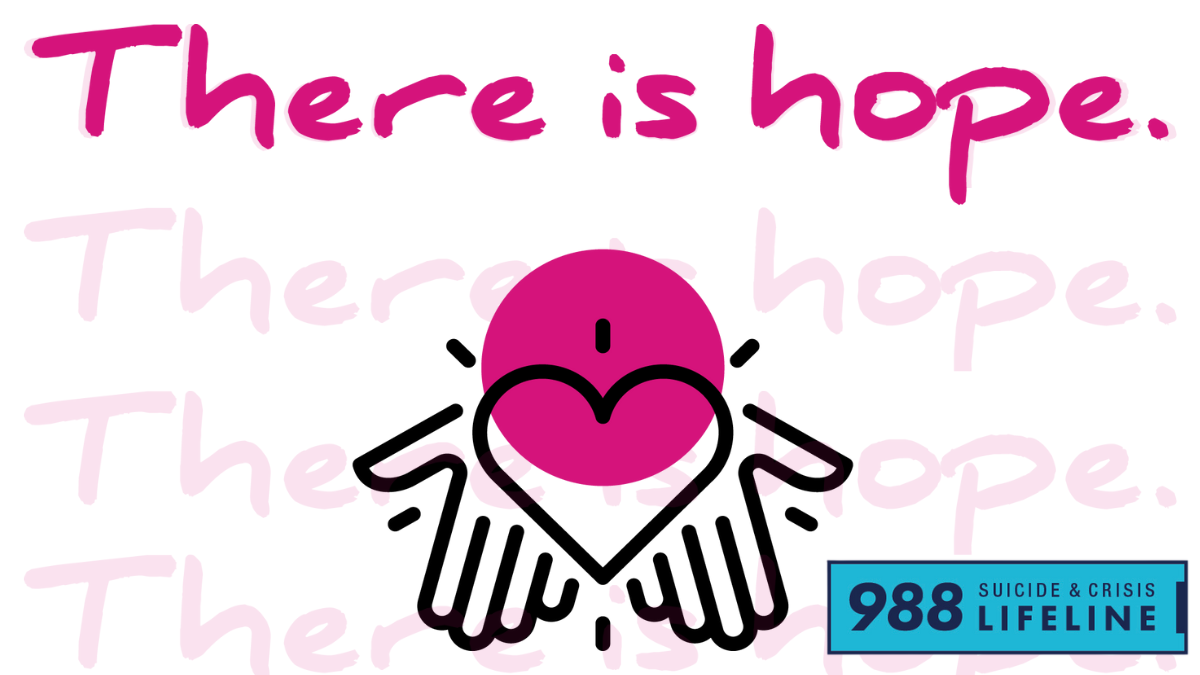 There is hope with hands open and the 988 lifeline logo
