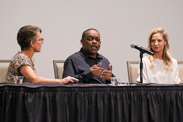 DSCF6596-2 Panelists in recovery share their experience, strength, and hope with attendees of an event at East Tennessee State University.