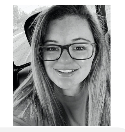 Rachel Williams – Next Steps at Vanderbilt Black and white selfie photo of young white woman with black rimmed glasses and long straight hair, seated in a car