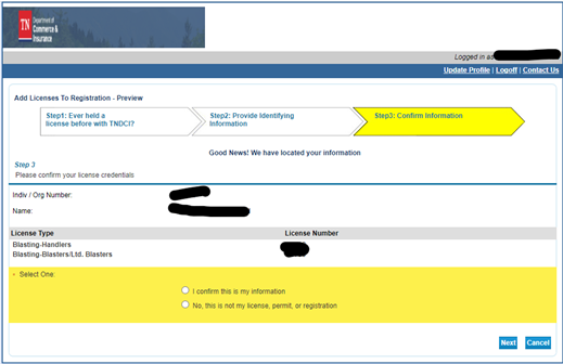 CORE Confirm Correct License Information CORE Confirm Correct License Information