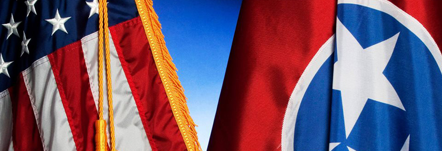 u.s. flag and TN state flag