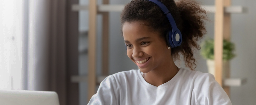 Girl looking at computer