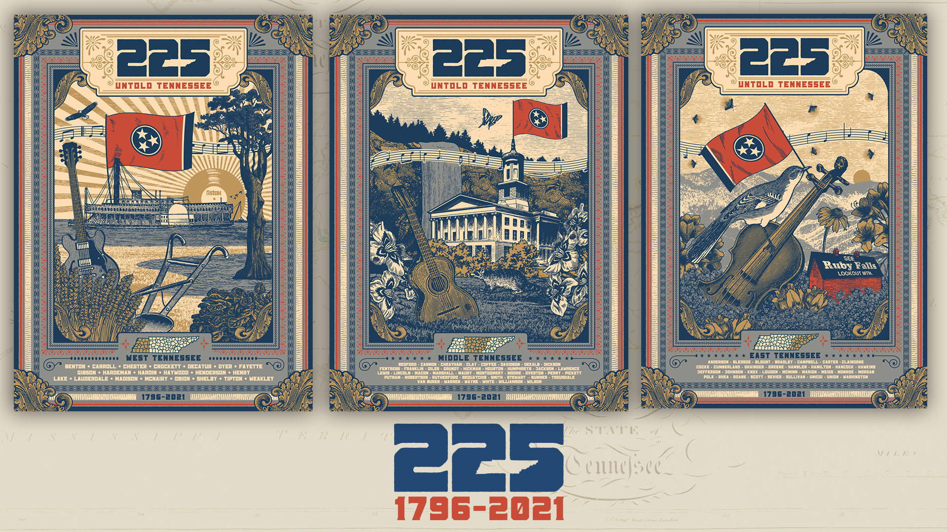 Gov. Lee Unveils Posters Celebrating Tennesseeâ€™s Grand Divisions, 225