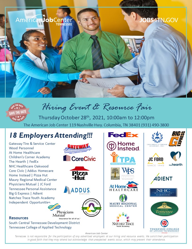 Hiring Event And Resource Fair In Maury County