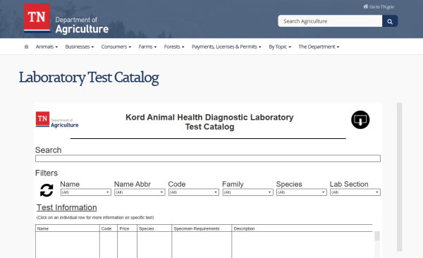 Laboratory Test Catalog screenshot Laboratory Test Catelogue screenshot