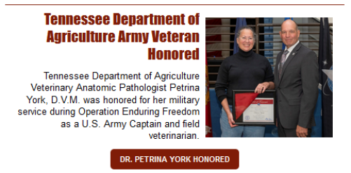 TDA Army Veteran Honored