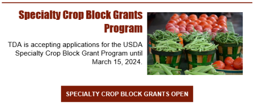 Specialty Crop Block Grants Available