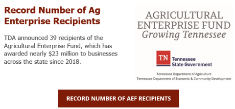 Tennessee Department of Agriculture Announced Record Number of Agricultural Enterprise Fund Recipients