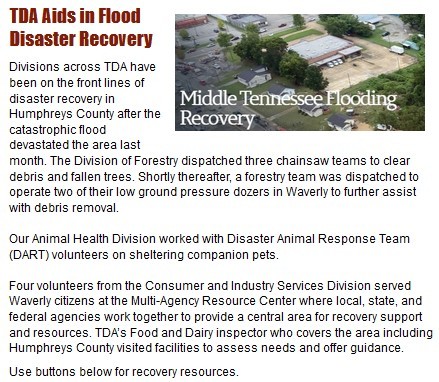 Tennessee Department of Ag Response to Flood Disaster