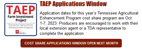 Tennessee Ag Enhancement Programs Applications Open in October