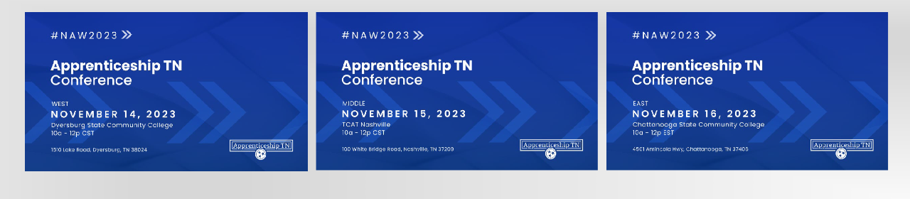 2023 Apprenticeship TN Conference 3 region graphics #NAW2023