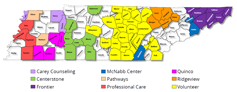 map of provider locations for Project BASIC.  This same information is displayed below in the table.
