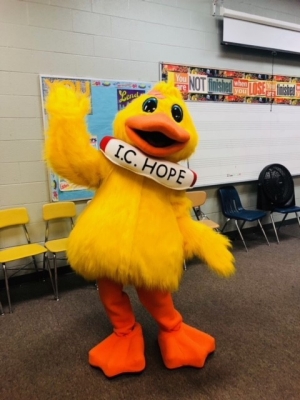 I.C. mascot which is a yellow duck