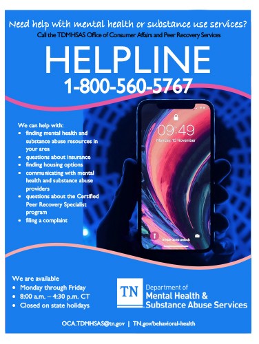 Helpline for Mental Health & Substance Abuse Services
