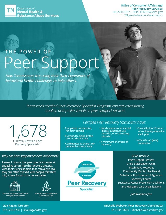 image of peer support onepager containing information shown elsewhere on this page