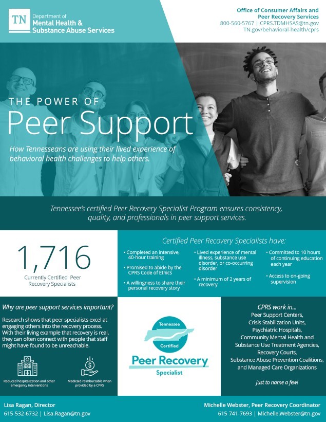 image of peer support onepager containing information shown elsewhere on this page