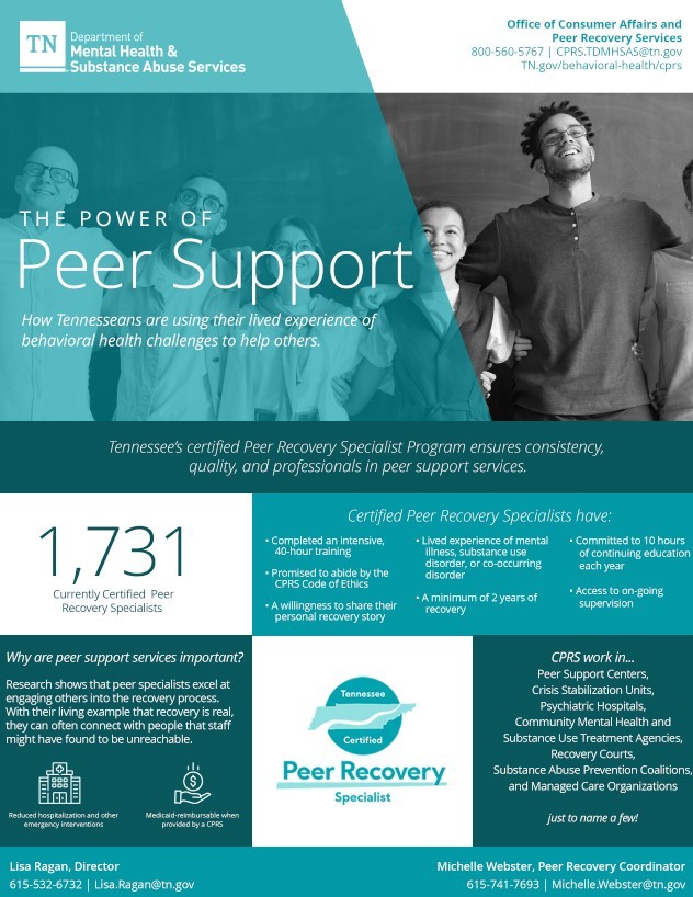 image of peer support onepager containing information shown elsewhere on this page