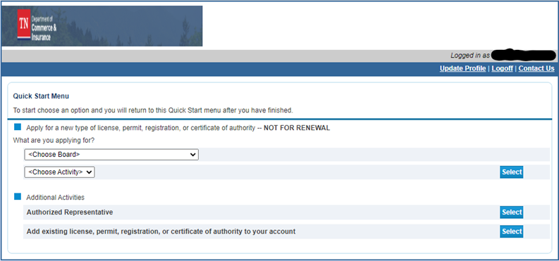 CORE Quick Start Menu