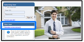 CORE application new user field CORE application new user field