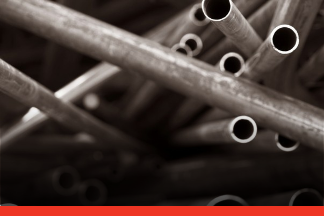 Jumbled pile of metal pipes