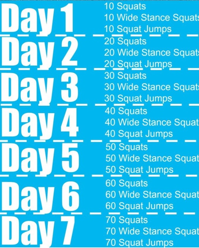 7 Day Squat Challenge Details