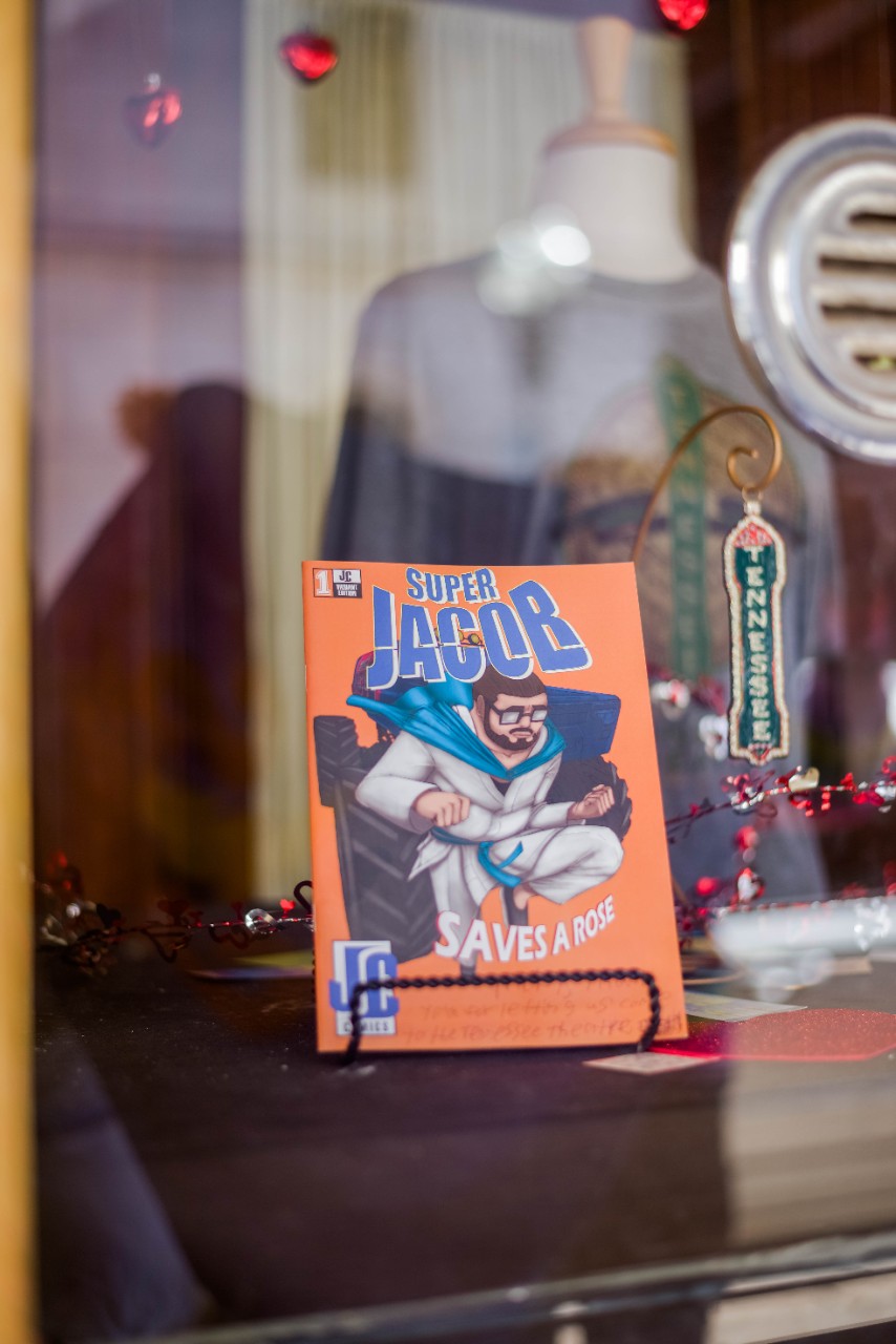 DSC_6940 Super Jacob comic book sitting in theatre glass box