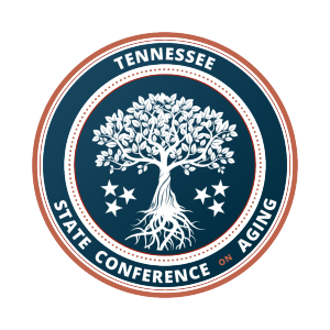 Logo that says Tennessee State Conference on Aging with a large tree in the center. 