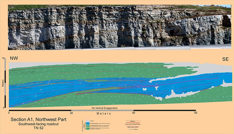 Image of photo mosaic and interpretation of Section A1, northwest part