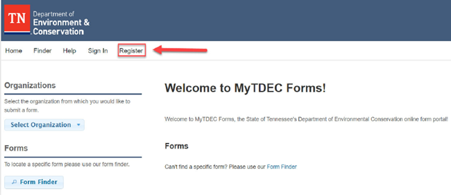 MyTDEC Forms Registration