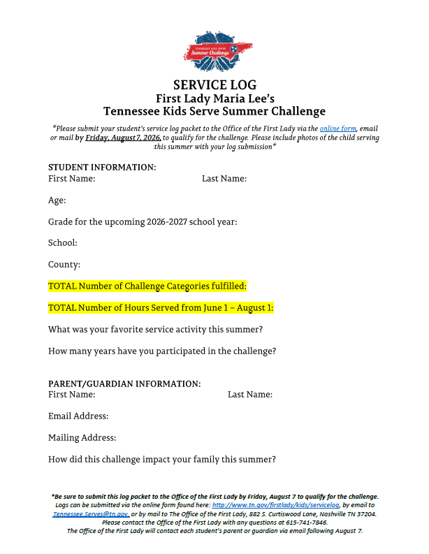 2026 Service Log Download