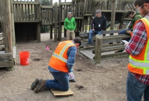 photograph of soil sampling