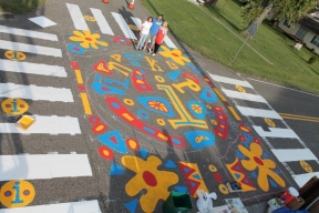 photo of an artistically painted intersection