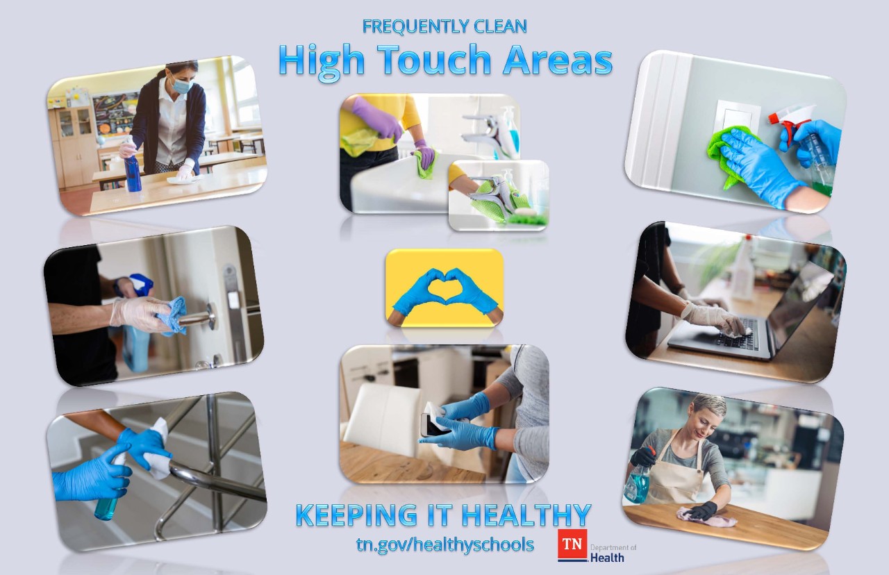 cleaning and disinfecting high touch surface areas