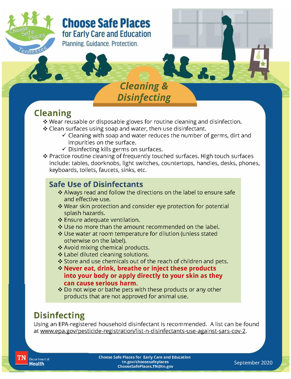 child care cleaning fact sheet