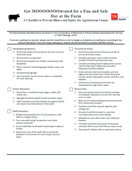 Agritourism Owners and Operators Checklist