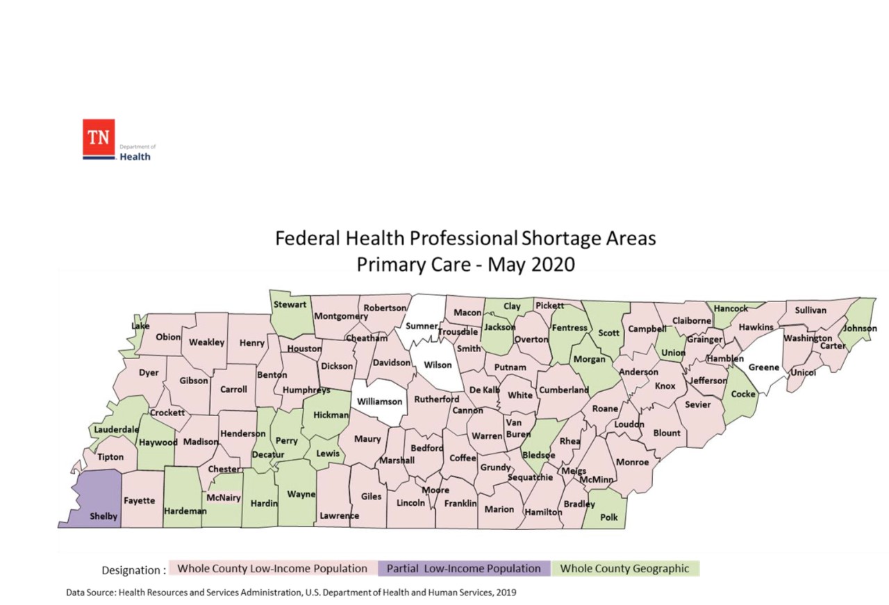 Federal Health Professional Shortage Areas for Primary Care 2020