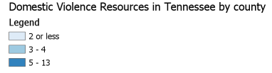 Legend for Domestic Violence Resources by county