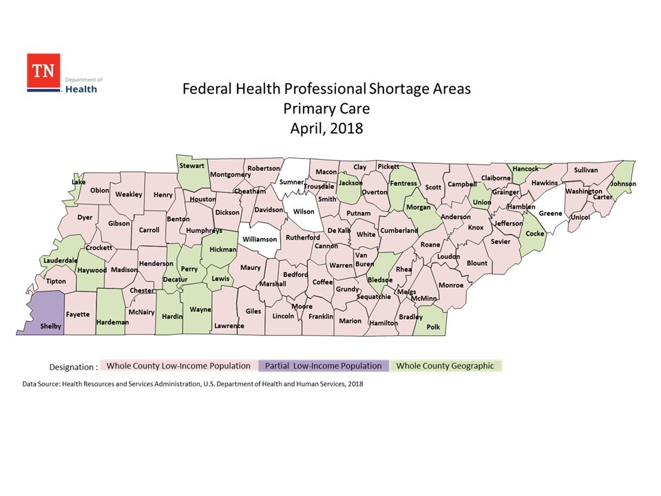 Federal Health Professional Shortage Areas for Primary Care 2018